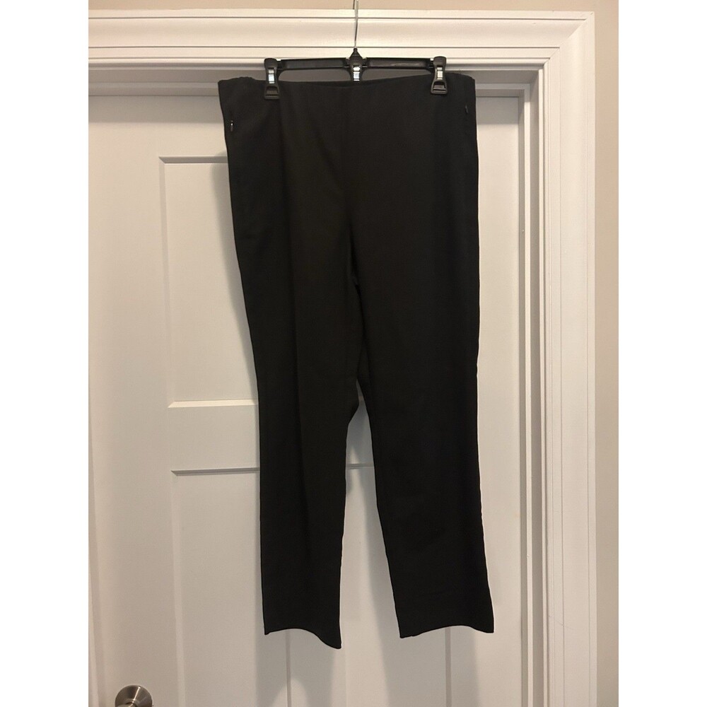 J JILL Essential Black Cotton Pants Size 14 Pull On Tapered Ankle Office Casual